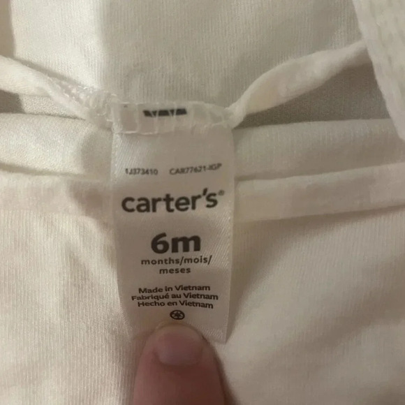 6 Months Carter's White Corduroy Overall Outfit w/ Fair Isle Long Sleeve Tee - Picture 4 of 7